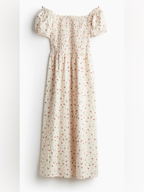 H&M Dresses & Skirts - H&M cream floral off the shoulder midi dress, small